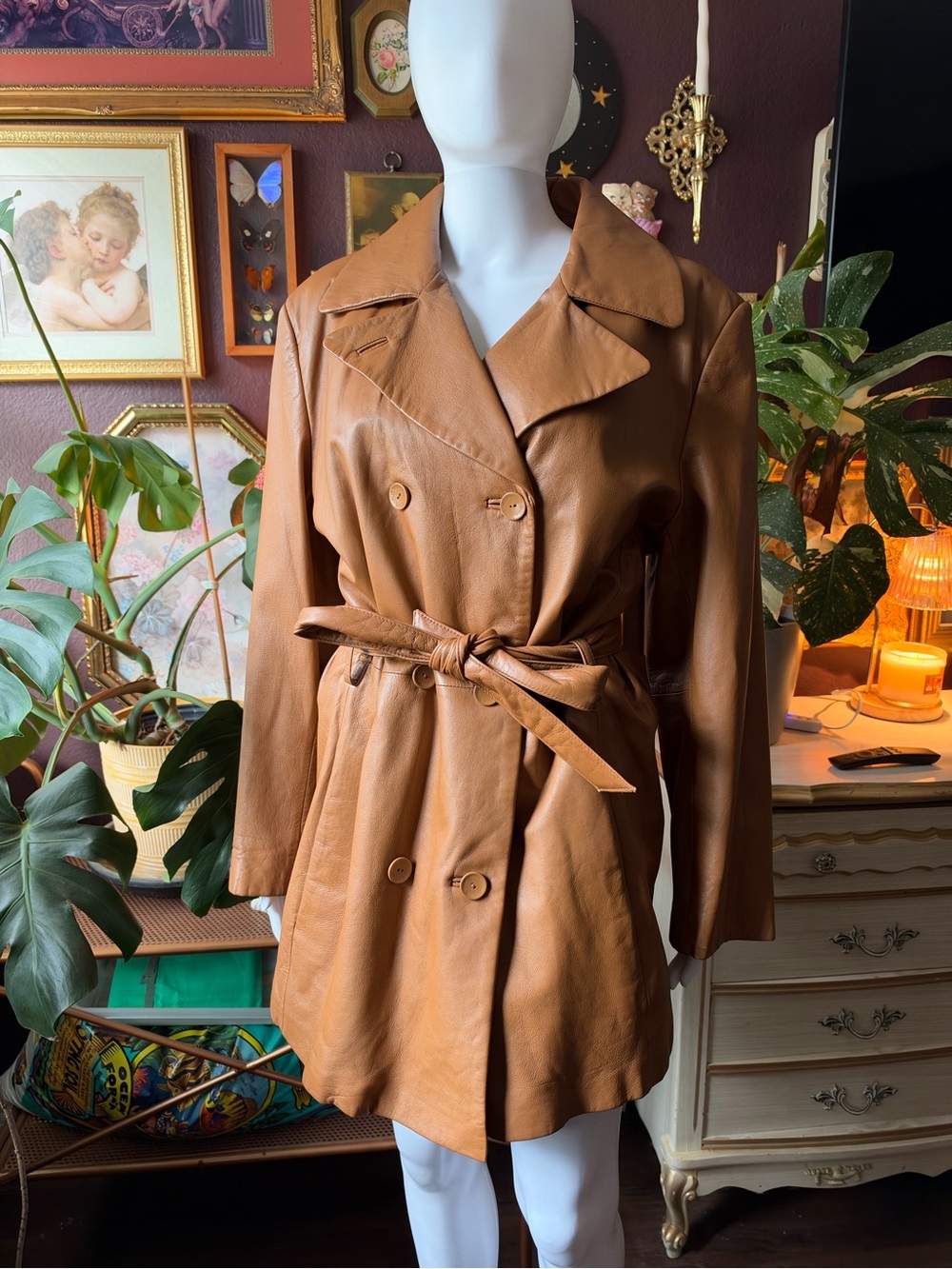 Wilson’s Leather Pelle Studio Wrap Trench Coat Size Large